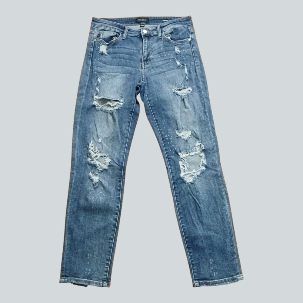 Judy Blue Boyfriend Fit Jeans Womens 11/30 Distressed Stretch Denim JB82363MD